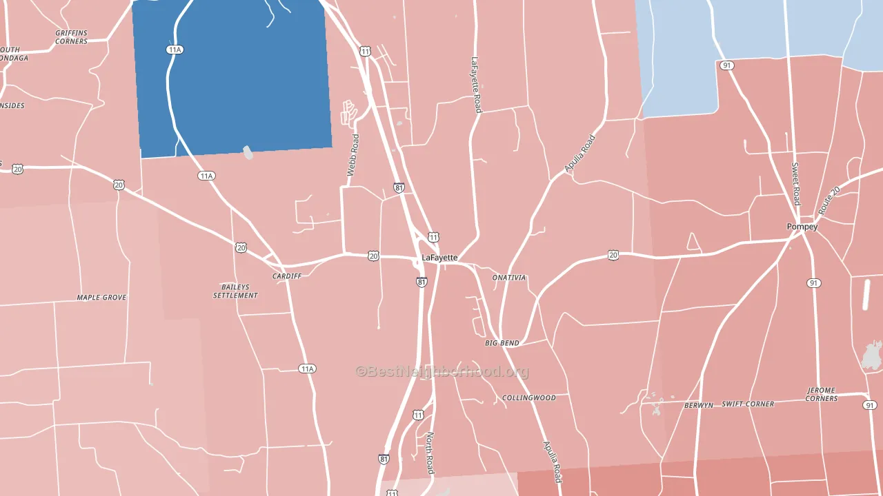 13084, NY block-group political-lean map