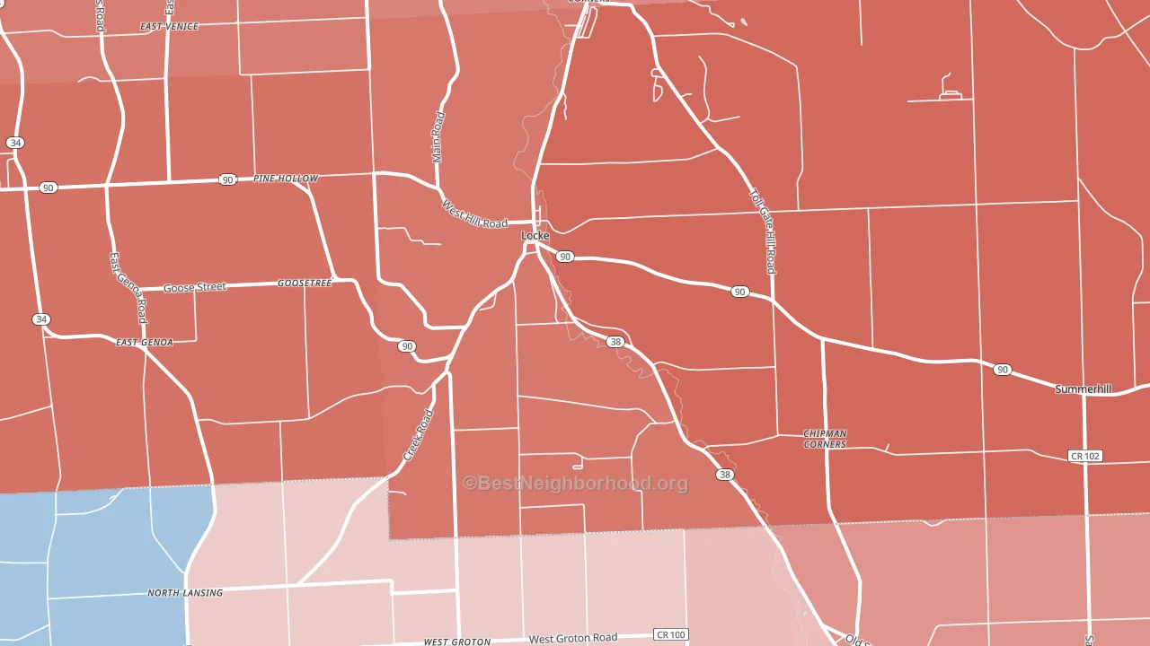13092, NY block-group political-lean map