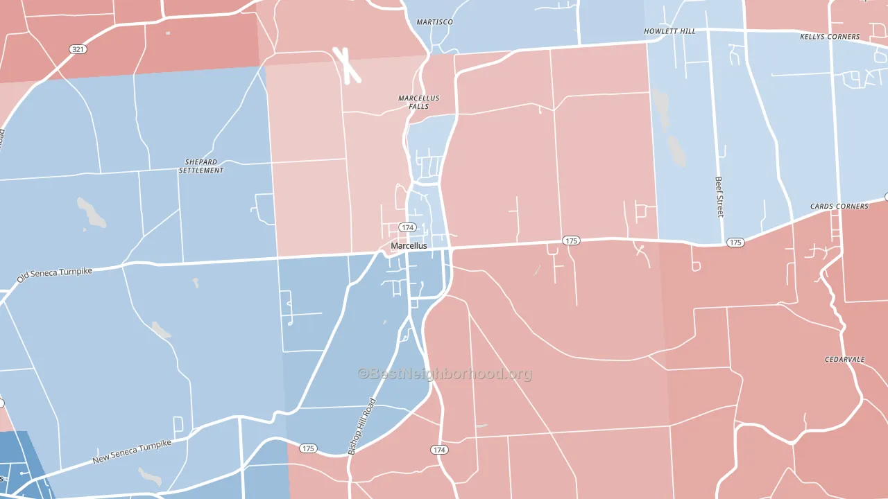 13108, NY block-group political-lean map