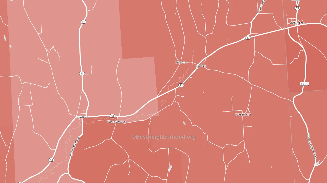 13158, NY block-group political-lean map
