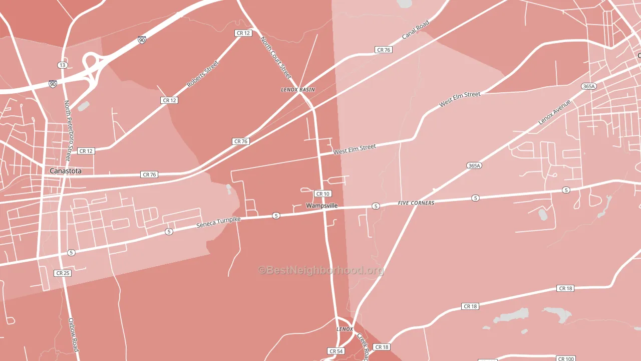 13163, NY block-group political-lean map