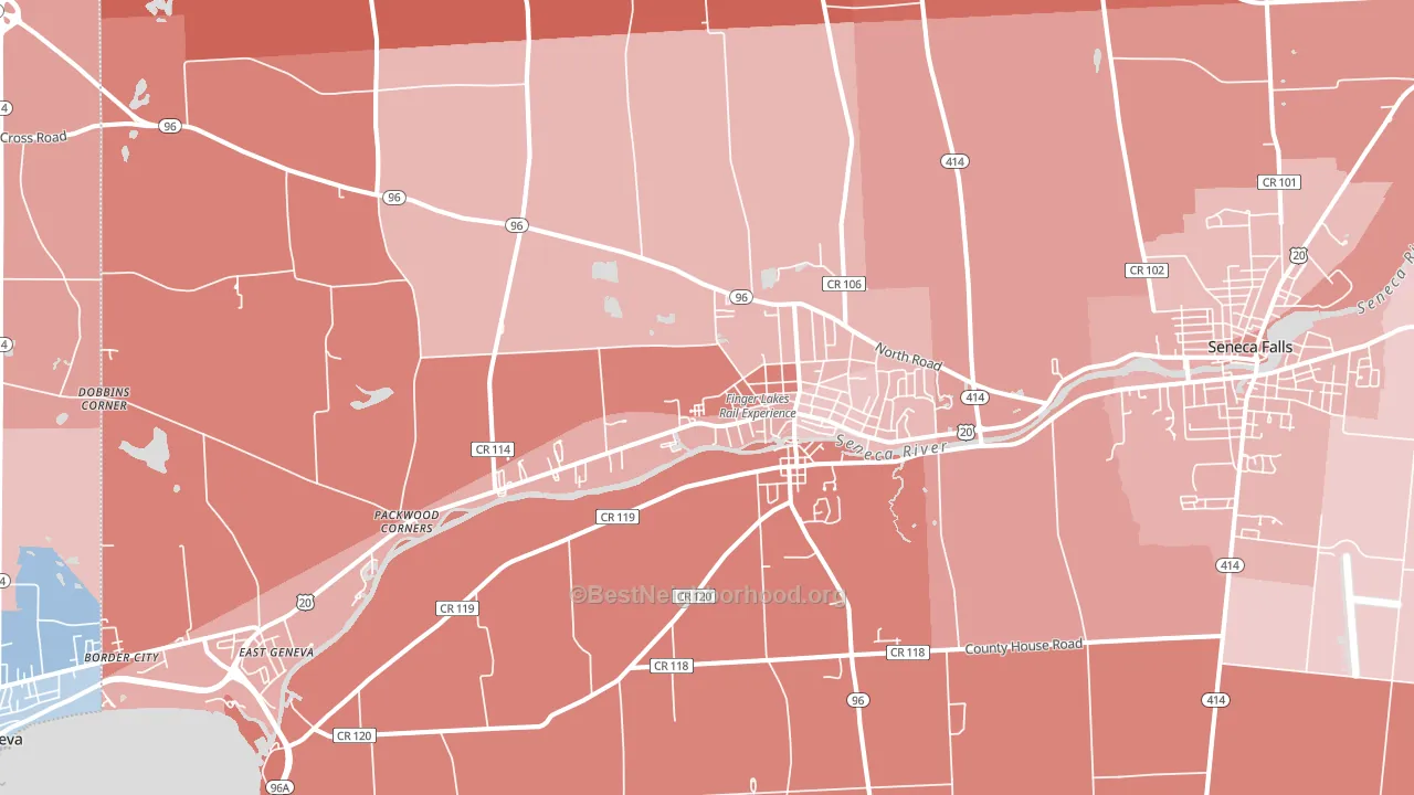 13165, NY block-group political-lean map