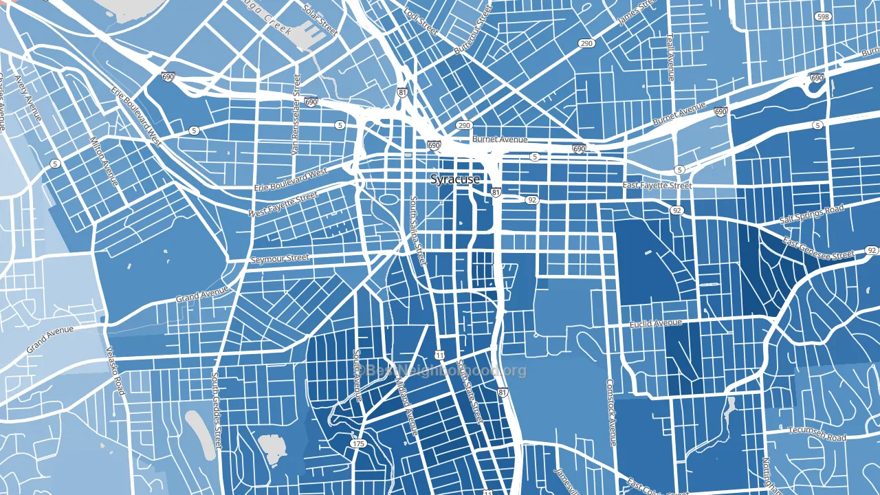 13202, NY block-group political-lean map