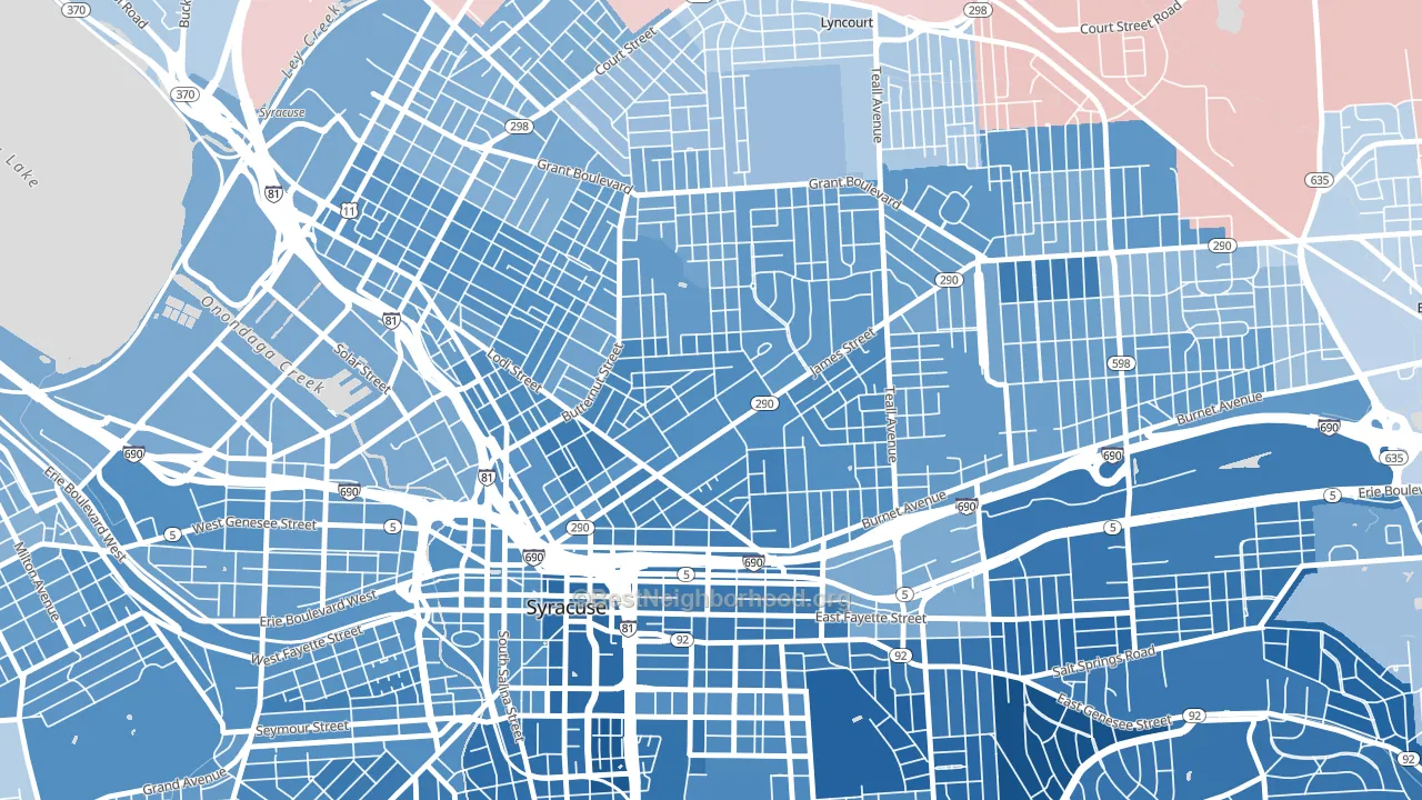 13203, NY block-group political-lean map