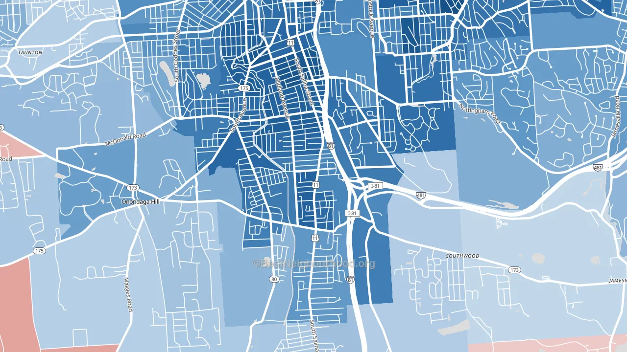 13205, NY block-group political-lean map