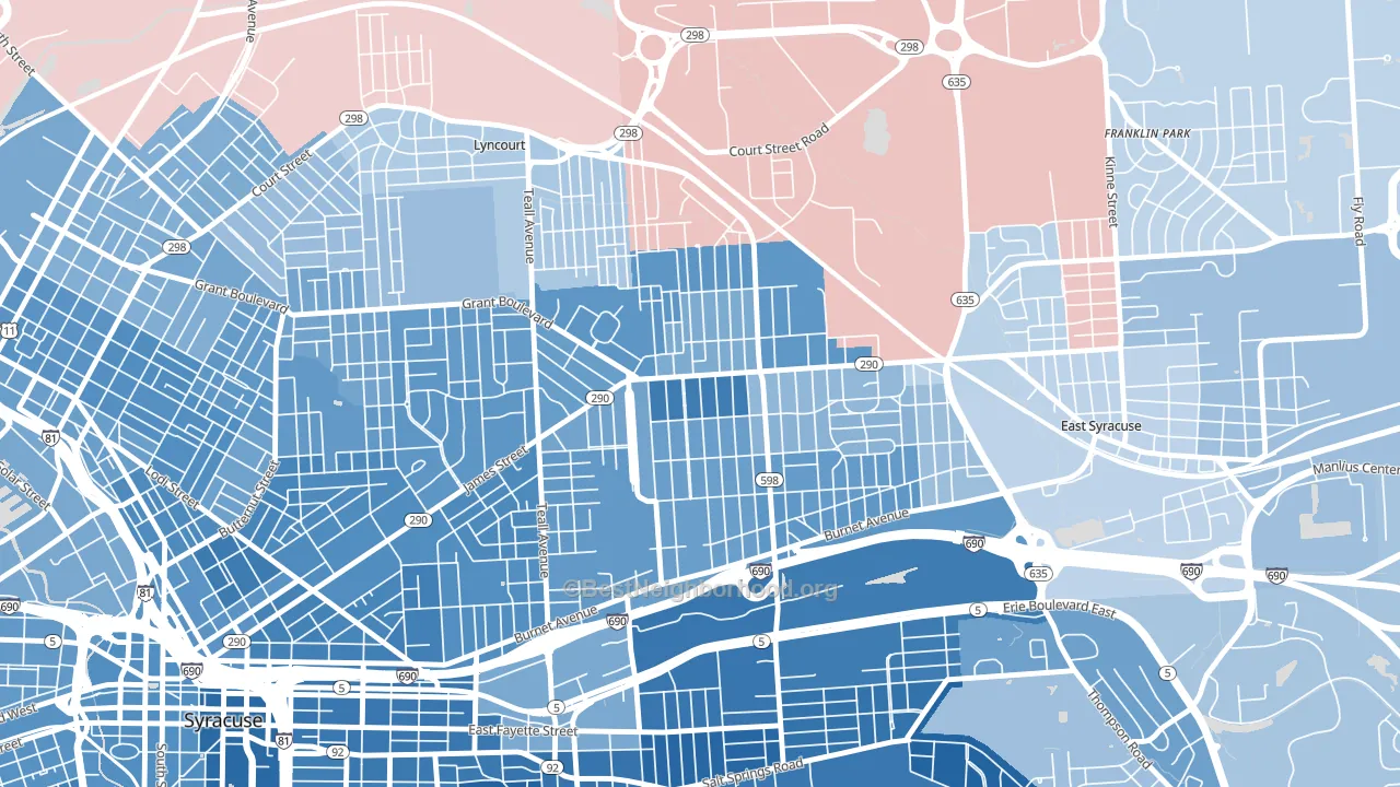 13206, NY block-group political-lean map
