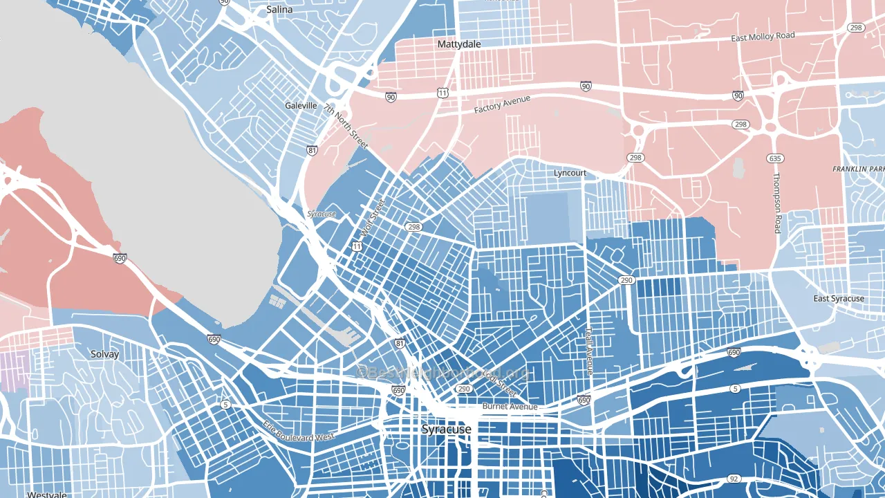 13208, NY block-group political-lean map