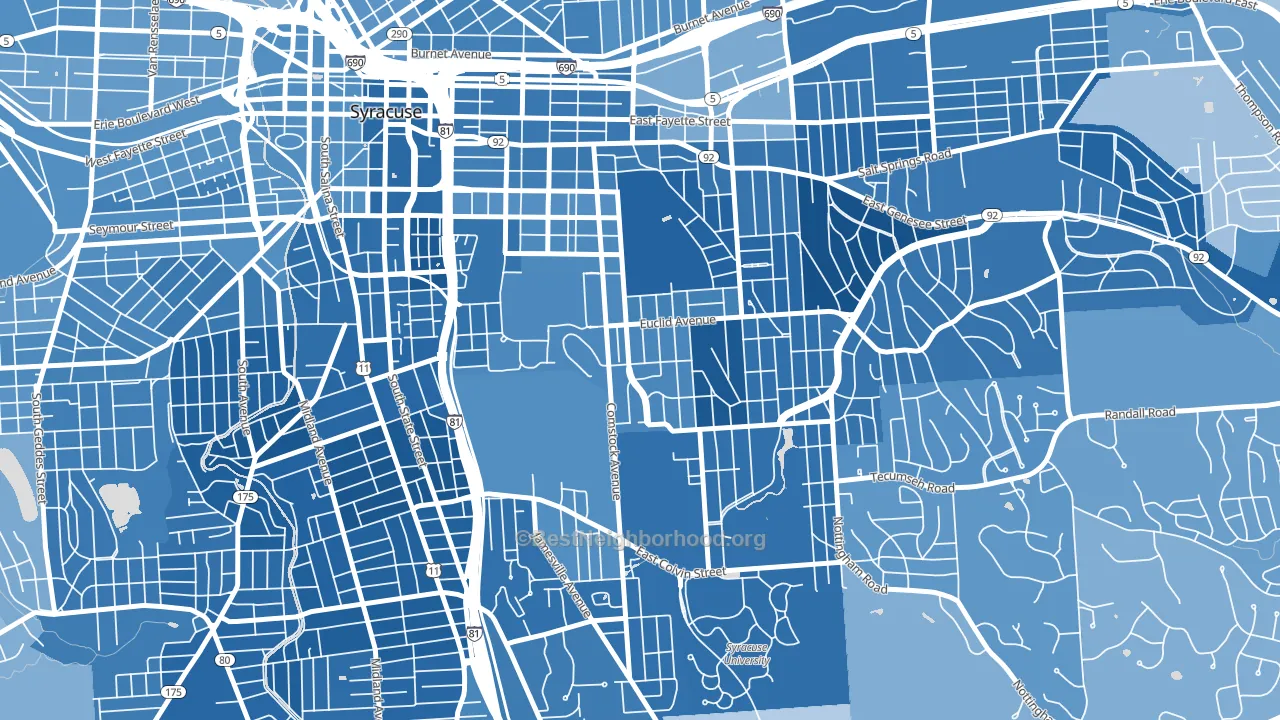 13210, NY block-group political-lean map