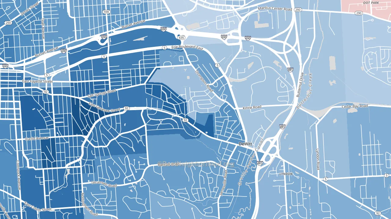 13214, NY block-group political-lean map