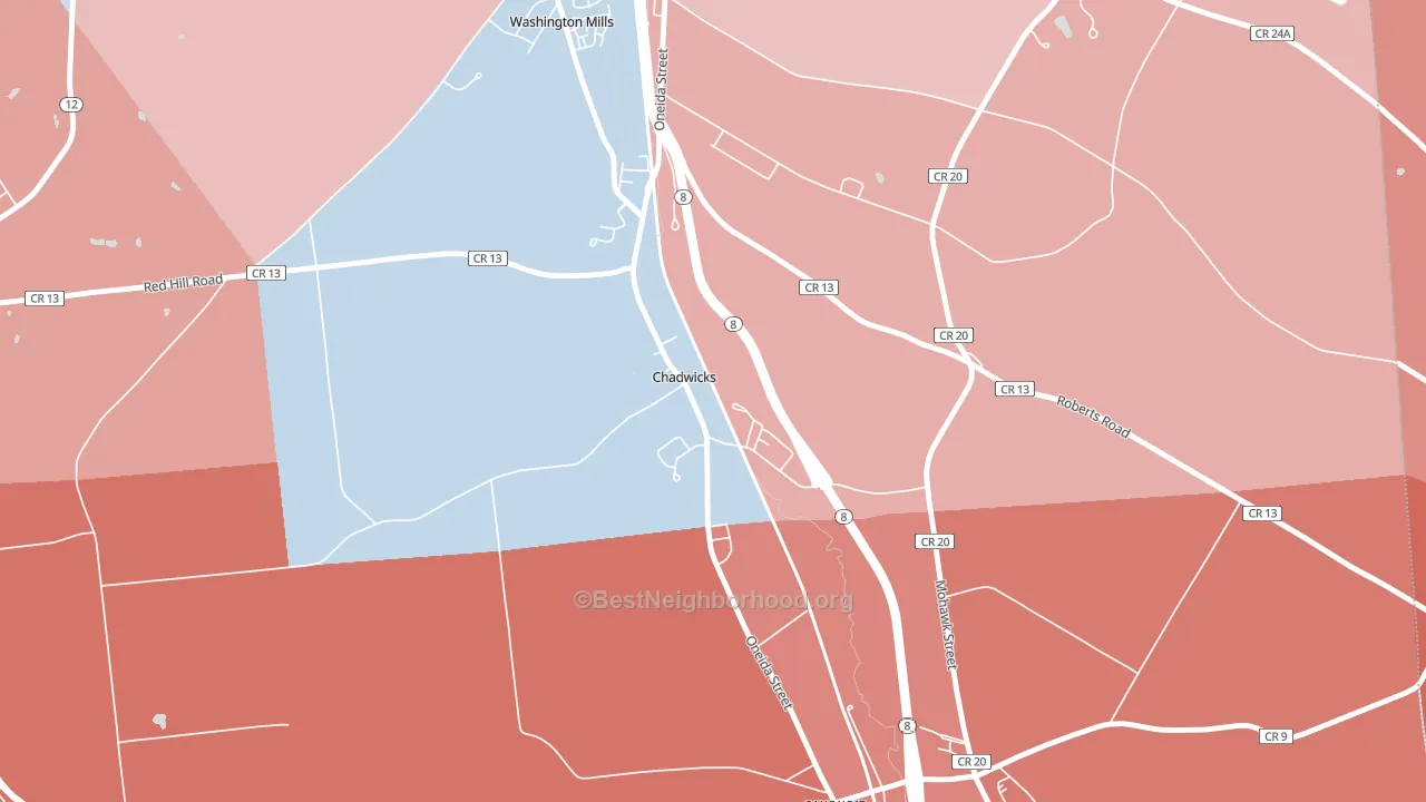13319, NY block-group political-lean map
