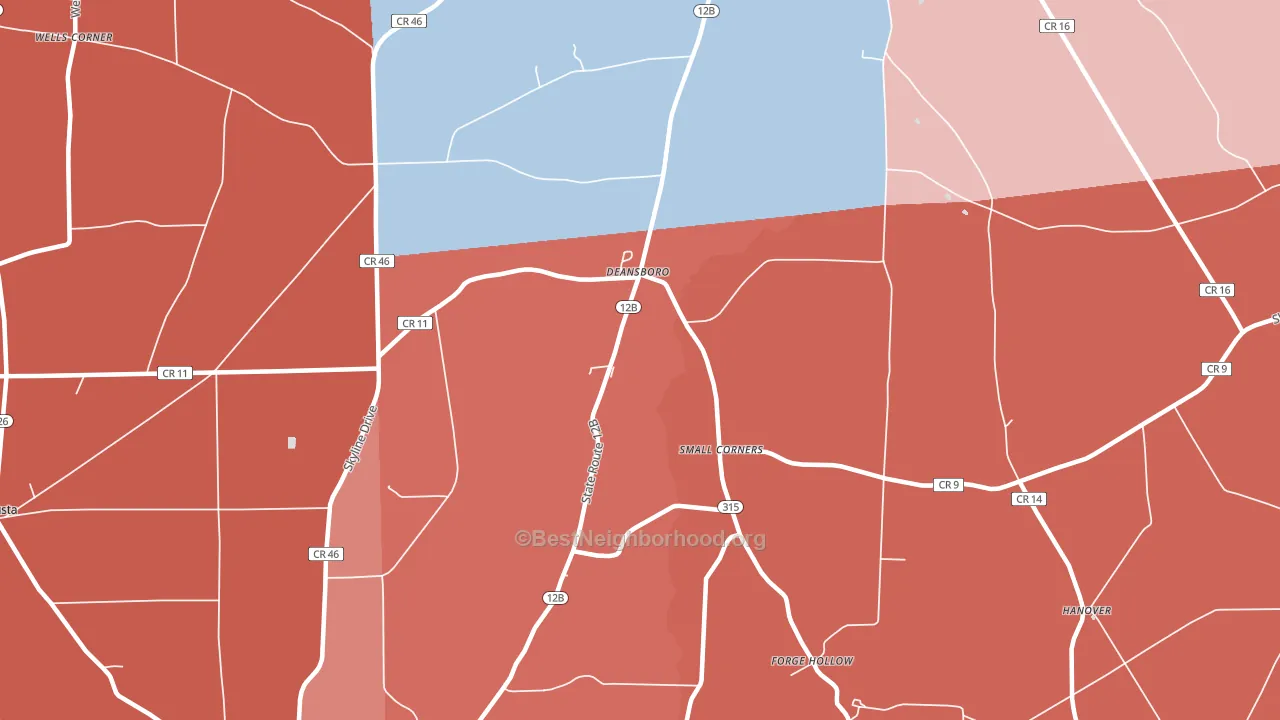 13328, NY block-group political-lean map