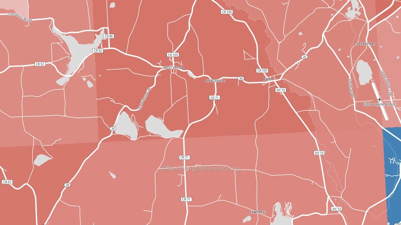 13334, NY block-group political-lean map