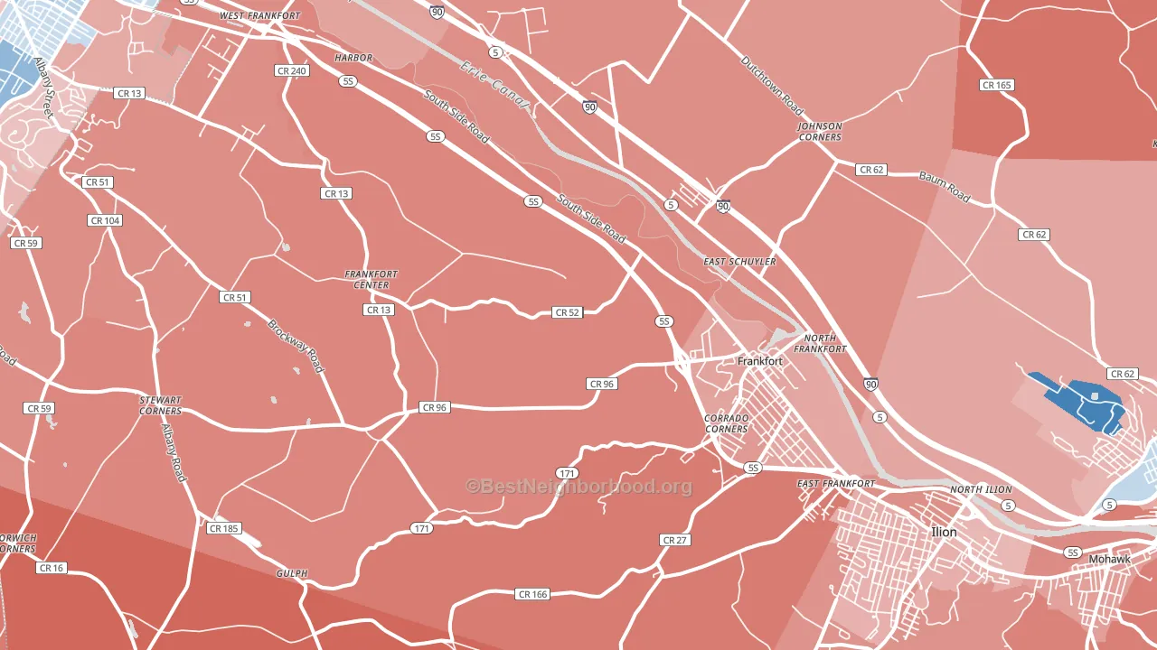13340, NY block-group political-lean map