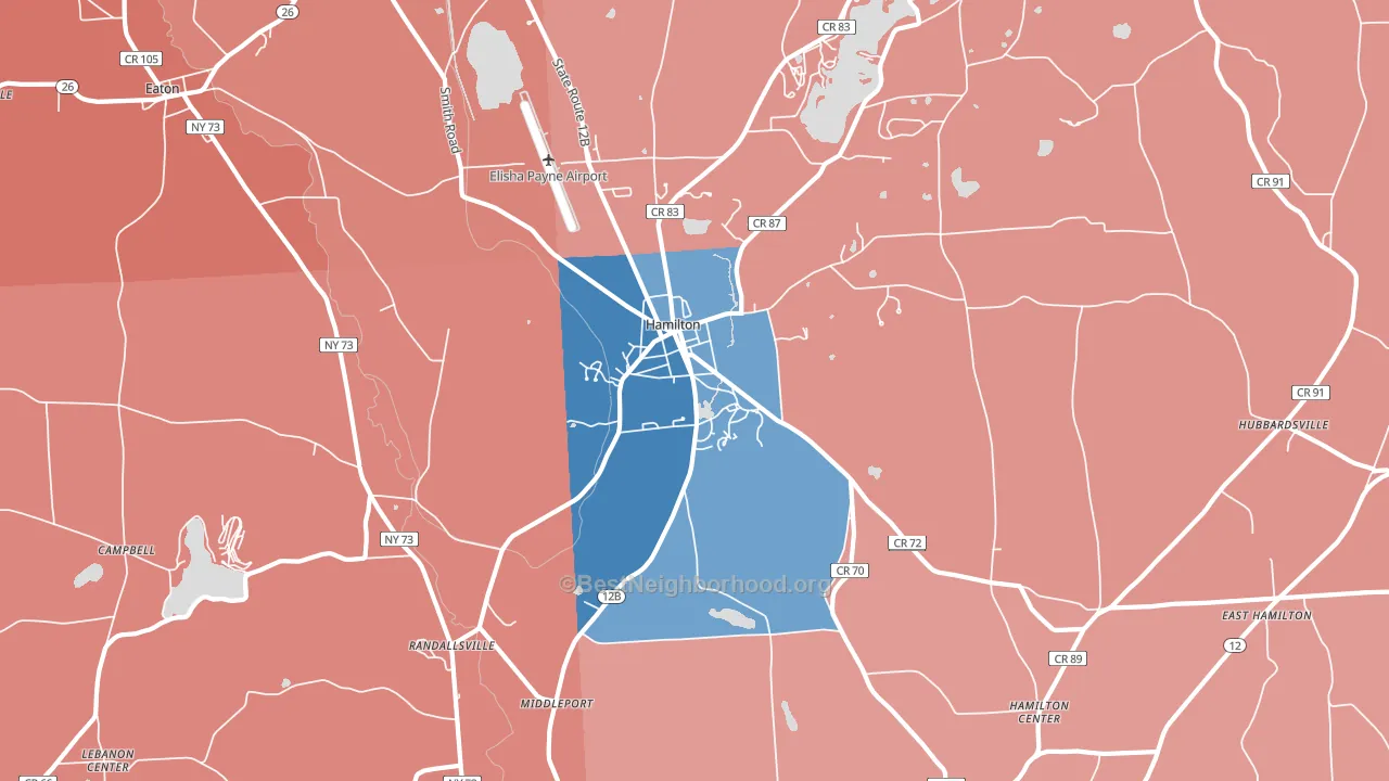 13346, NY block-group political-lean map