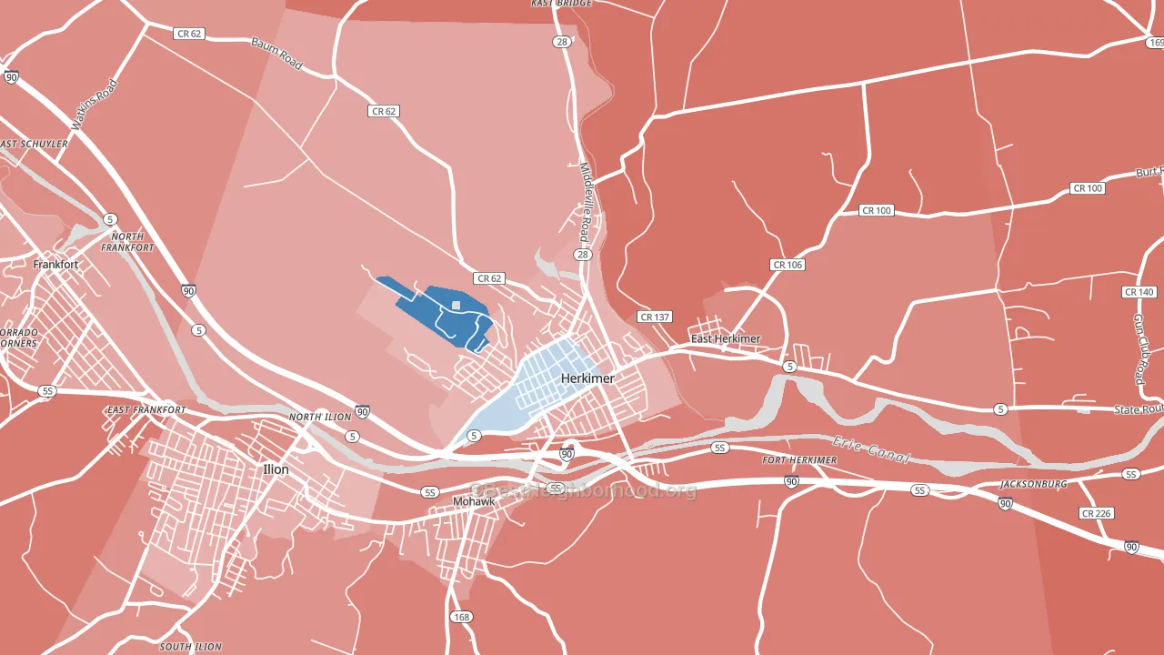 13350, NY block-group political-lean map
