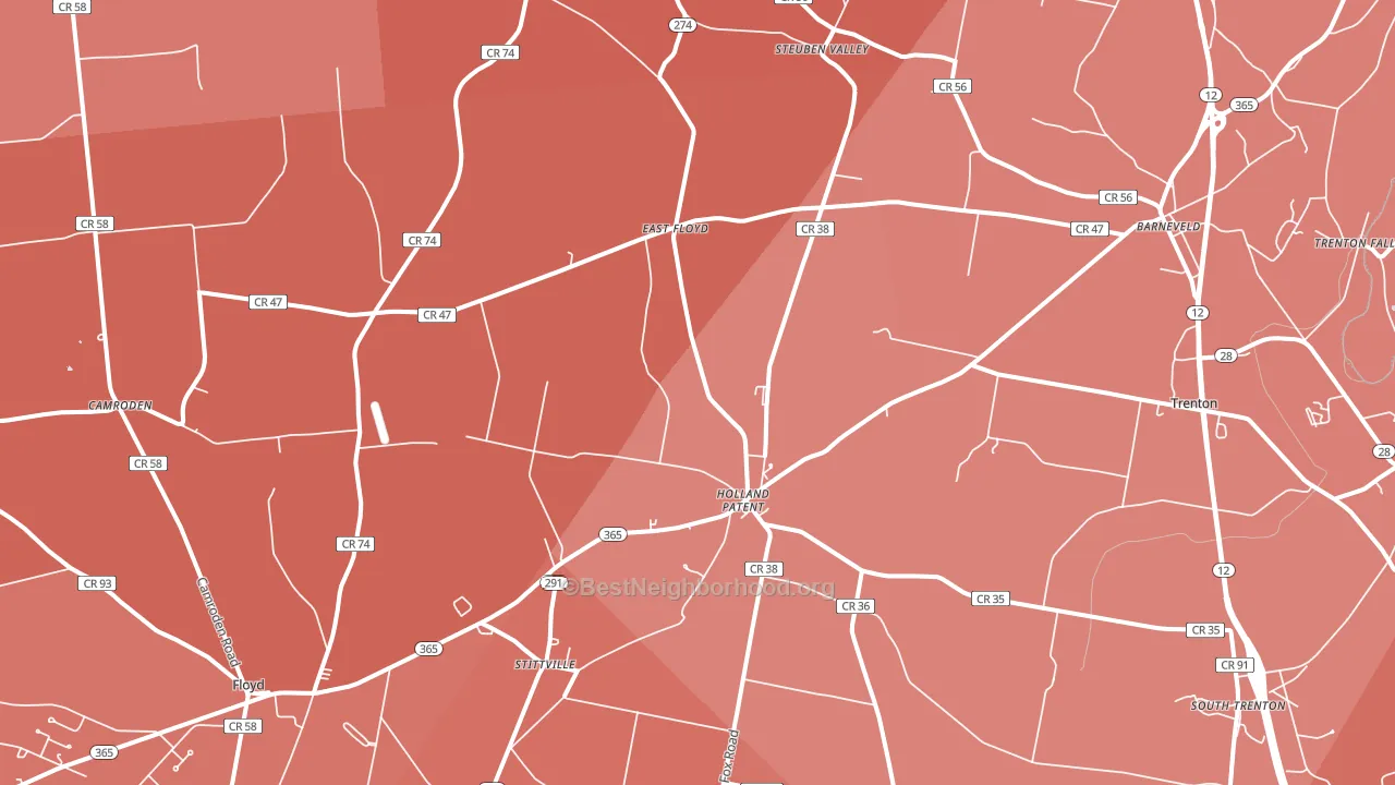 13354, NY block-group political-lean map