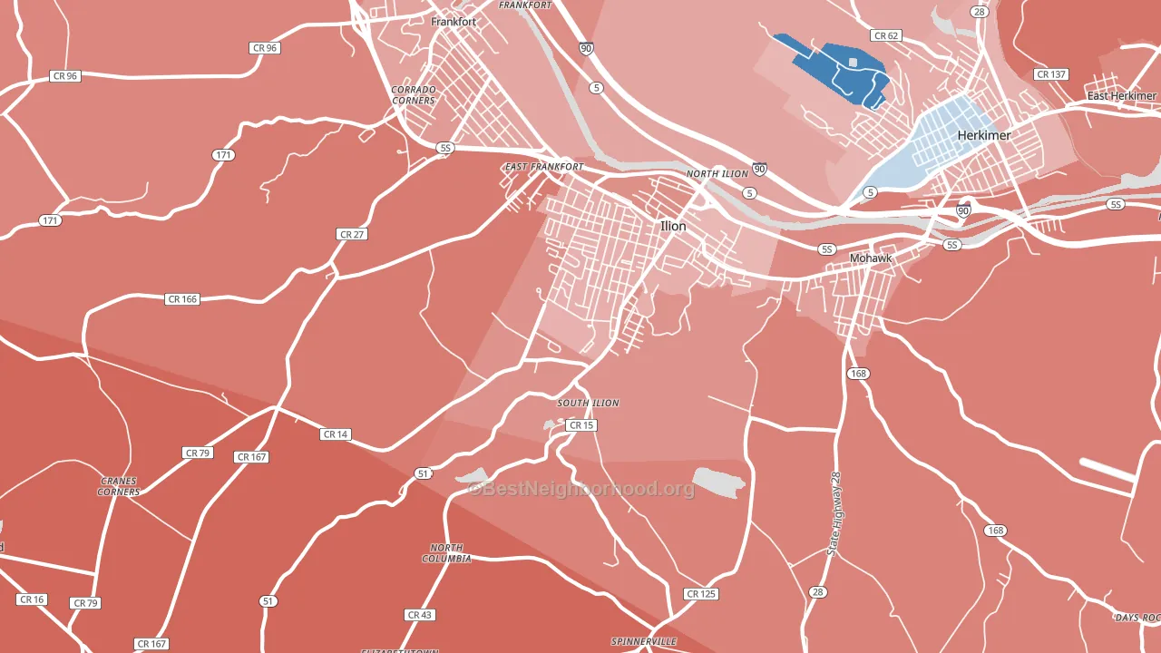 13357, NY block-group political-lean map