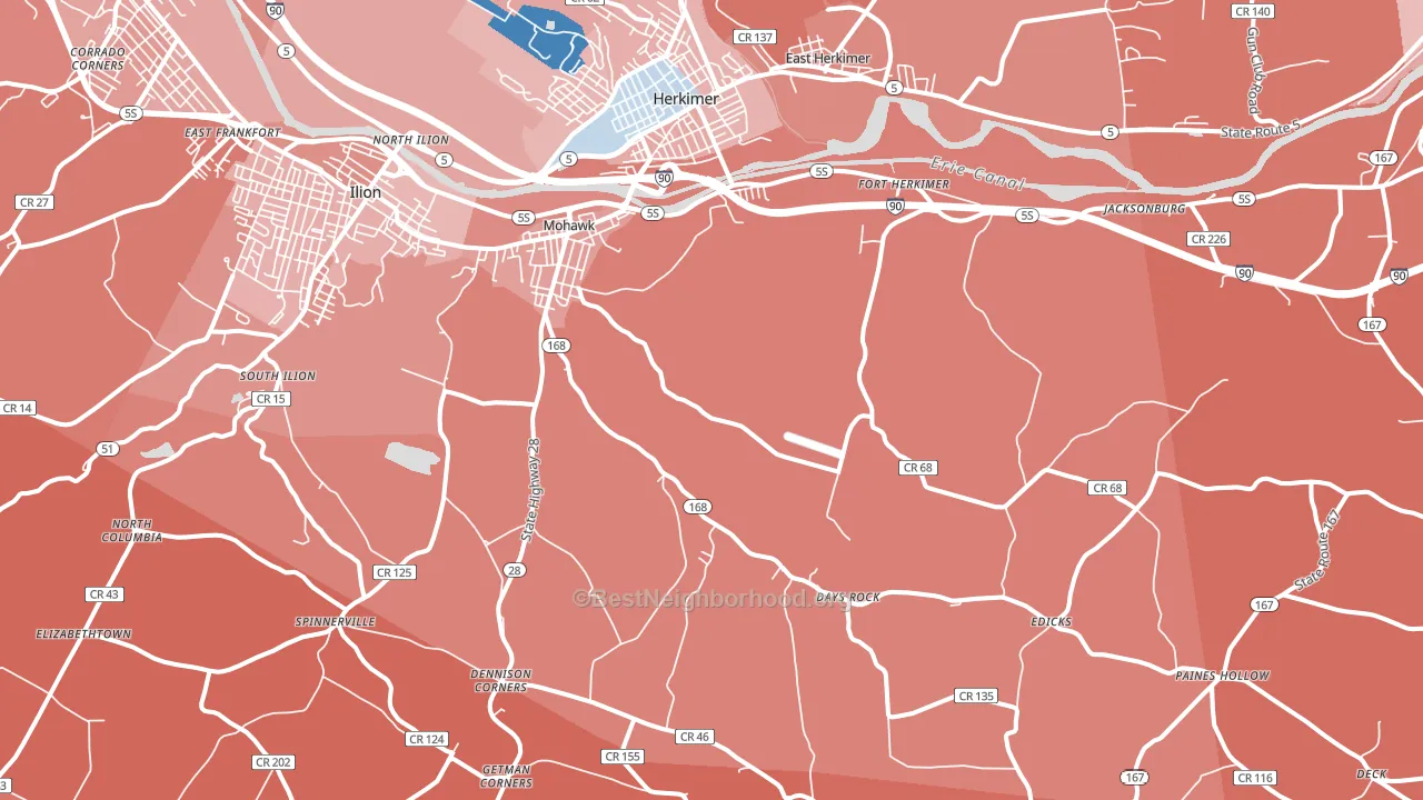 13407, NY block-group political-lean map