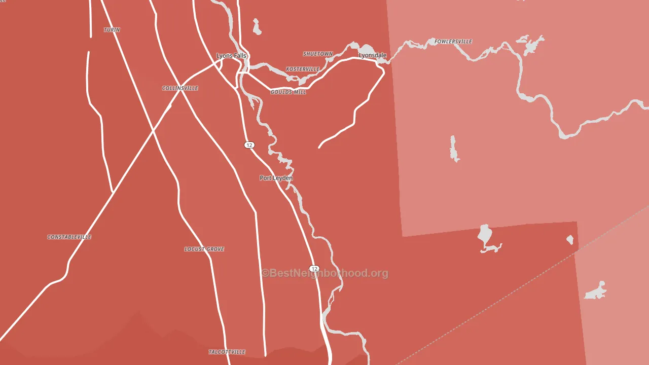 13433, NY block-group political-lean map