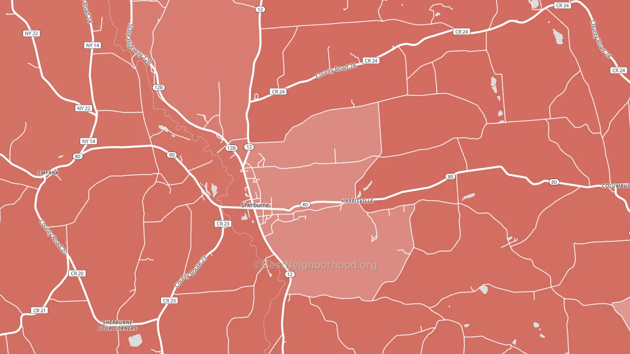 13460, NY block-group political-lean map