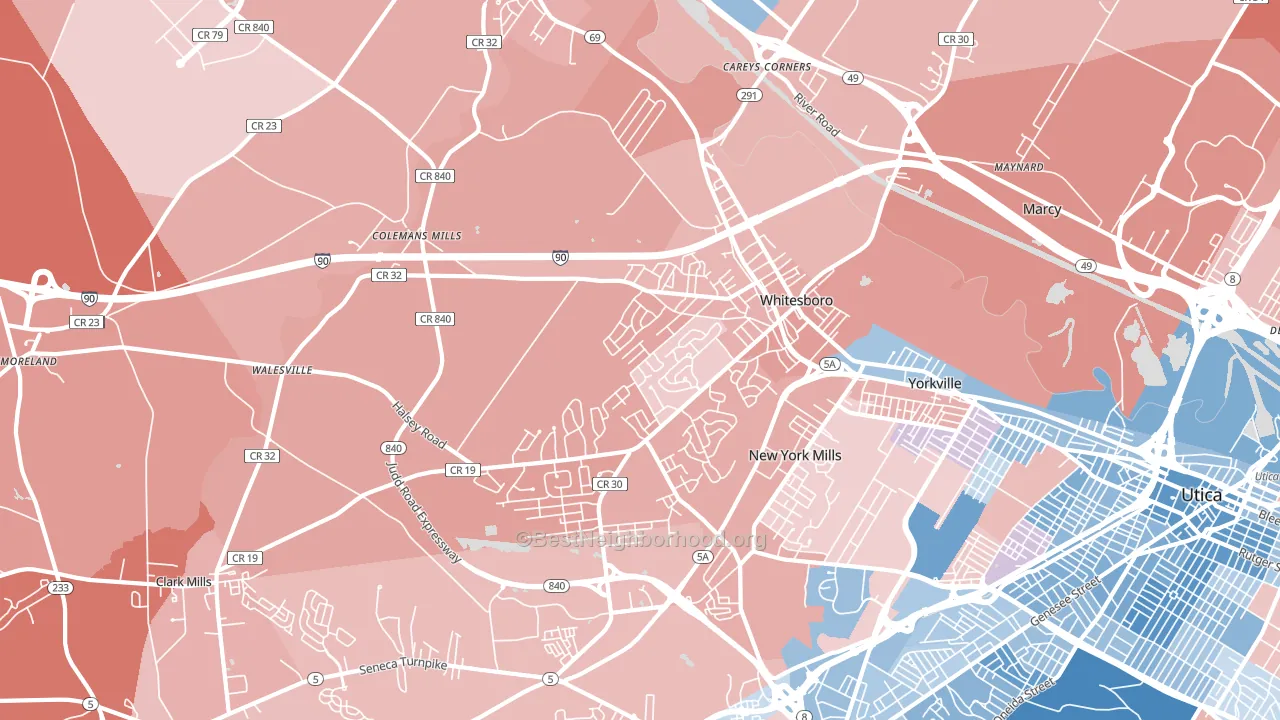13492, NY block-group political-lean map