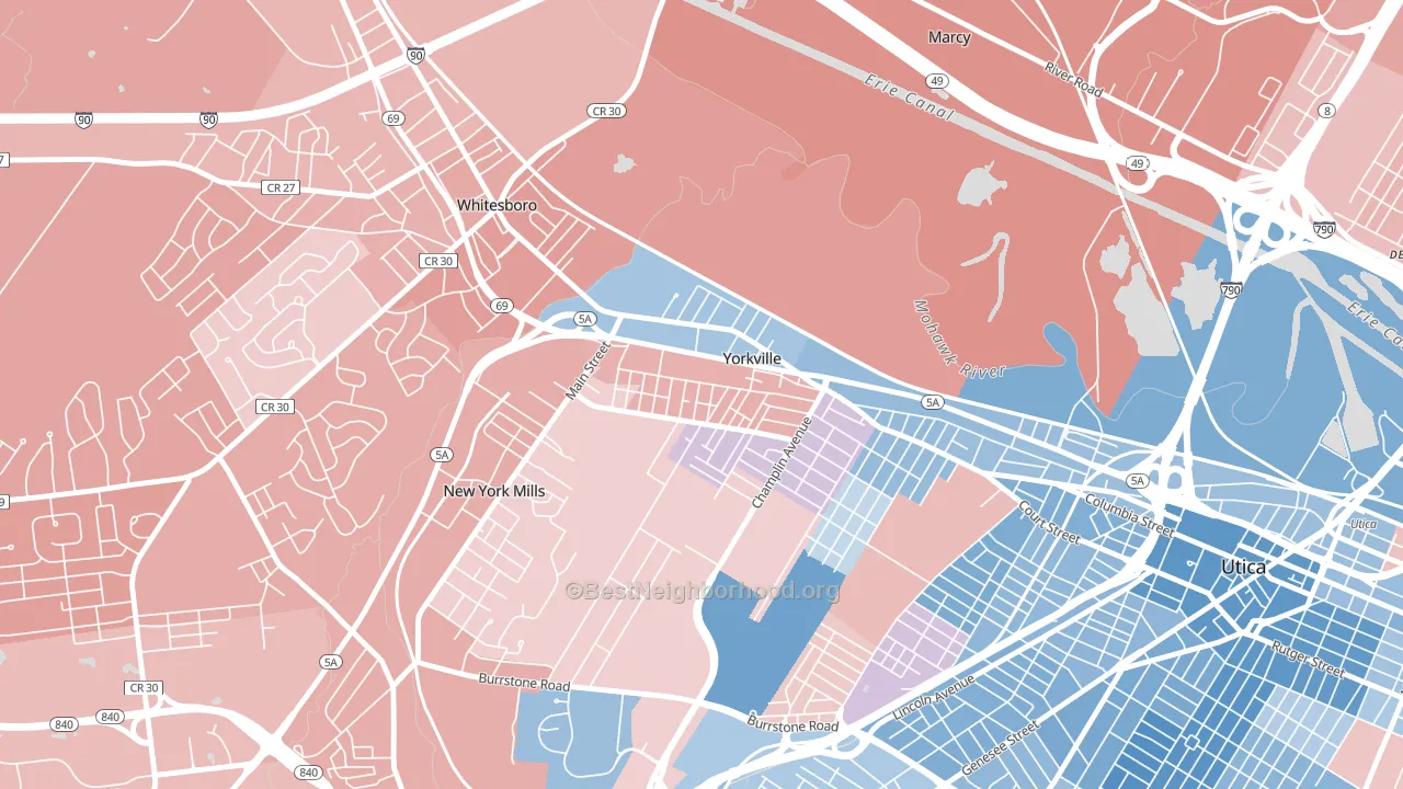13495, NY block-group political-lean map