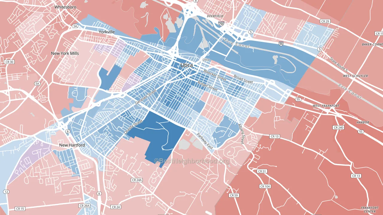 13501, NY block-group political-lean map