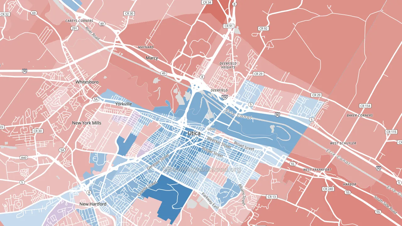 13502, NY block-group political-lean map