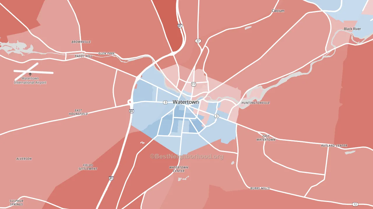 13601, NY block-group political-lean map