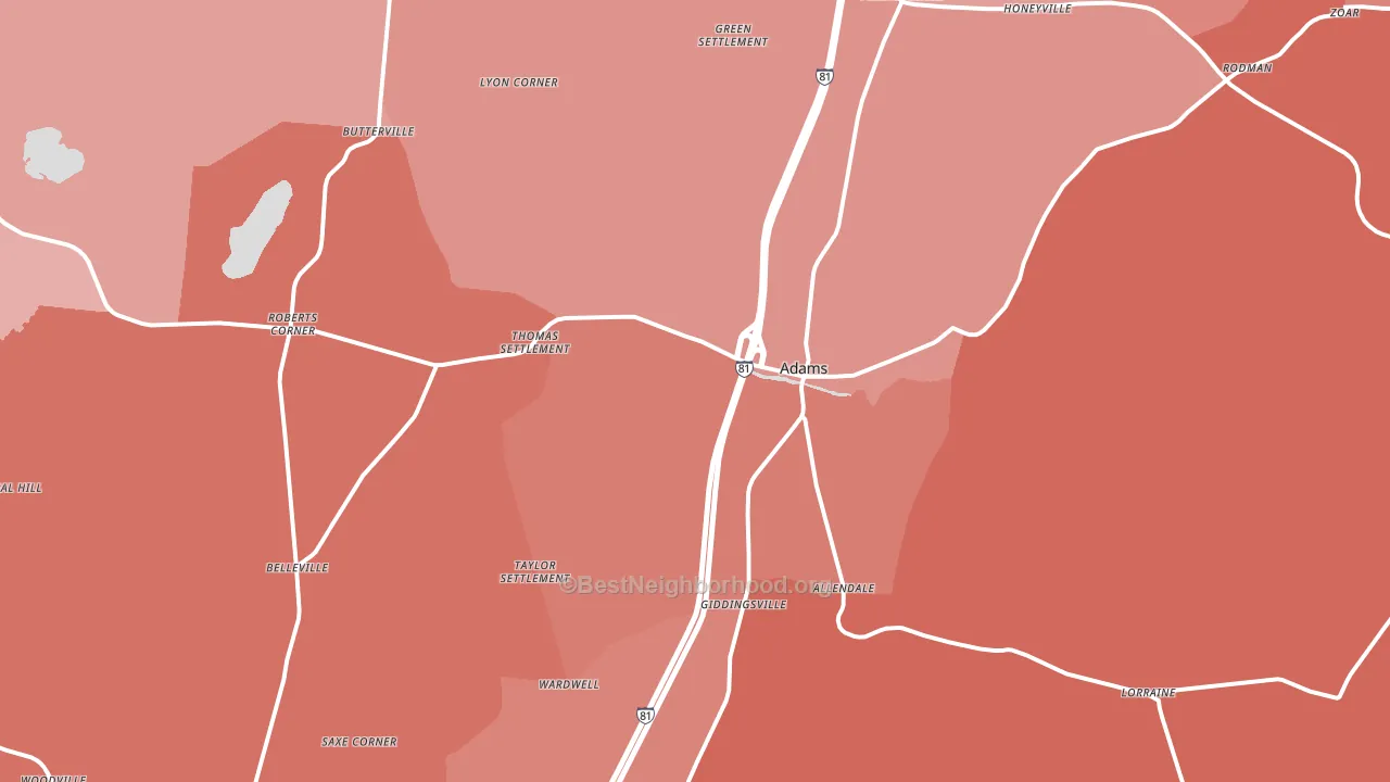 13605, NY block-group political-lean map