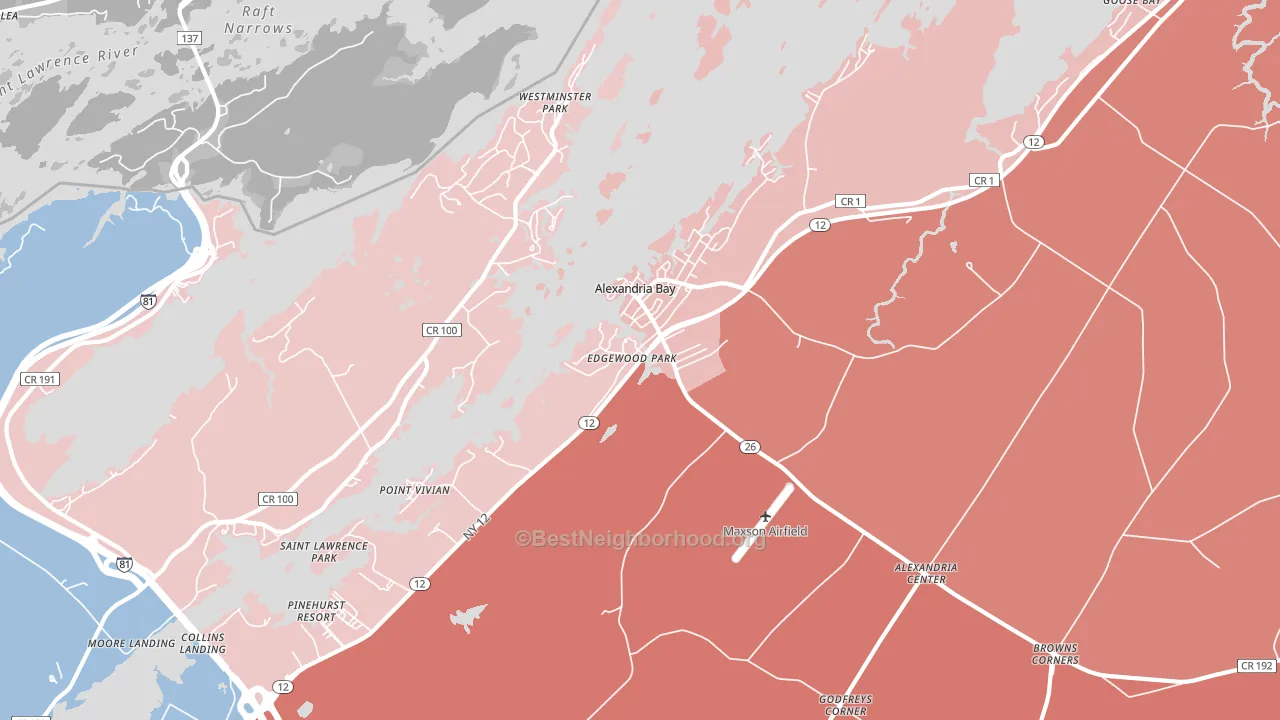 13607, NY block-group political-lean map