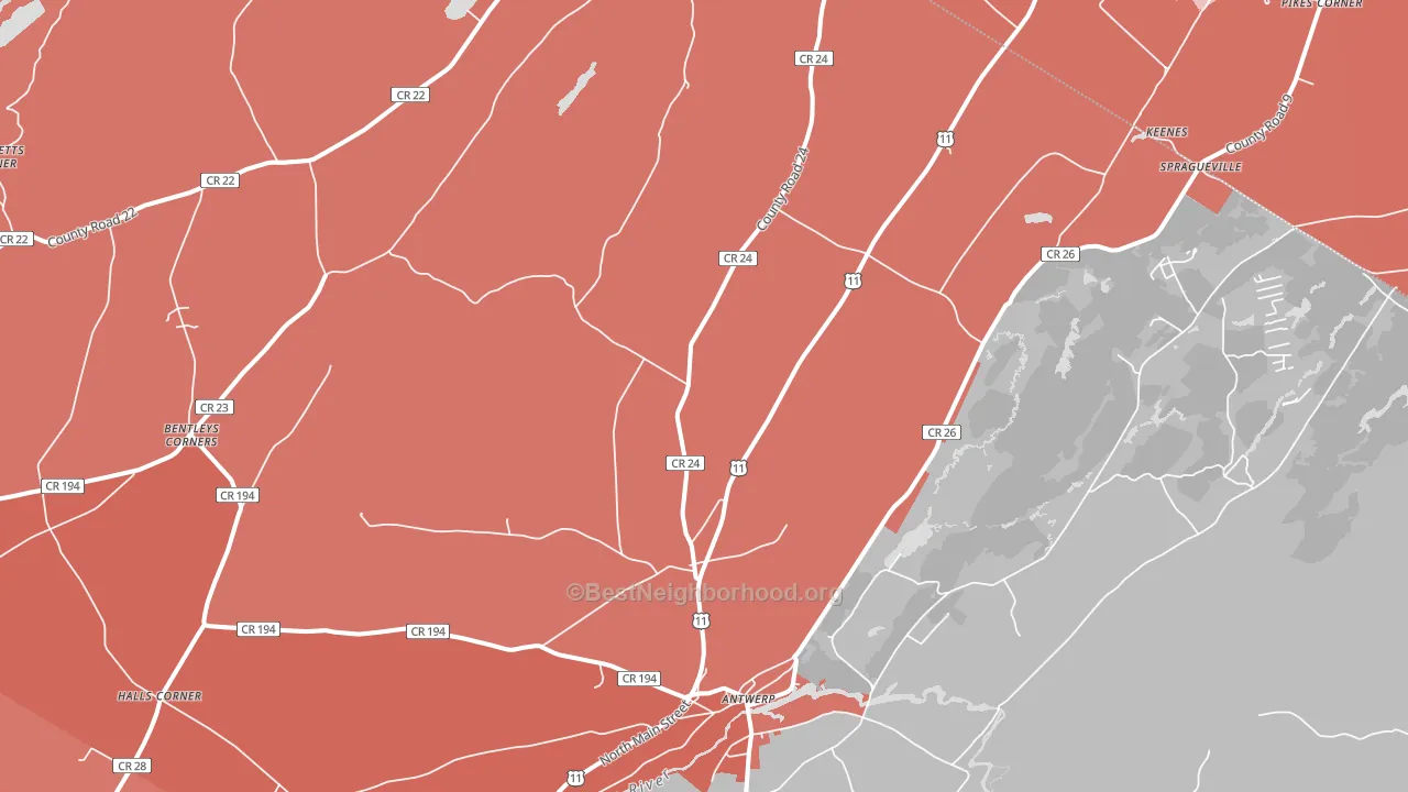 13608, NY block-group political-lean map