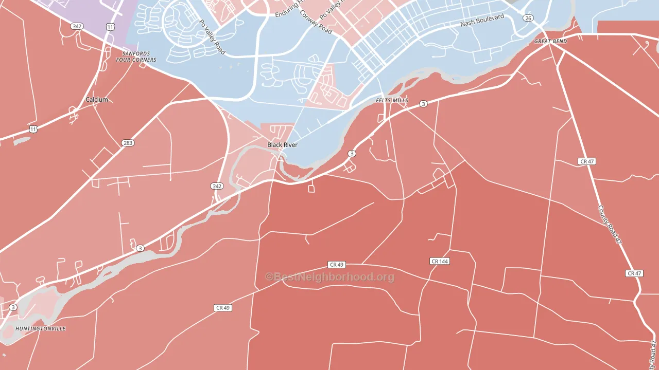 13612, NY block-group political-lean map
