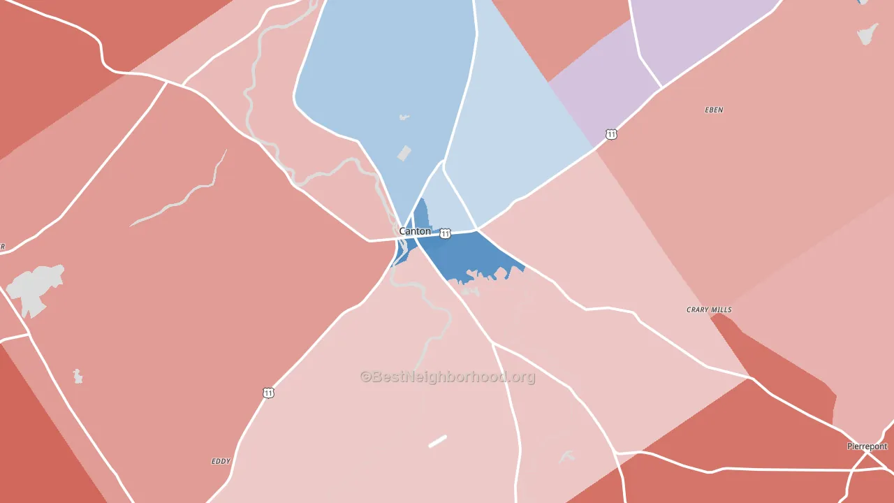 13617, NY block-group political-lean map