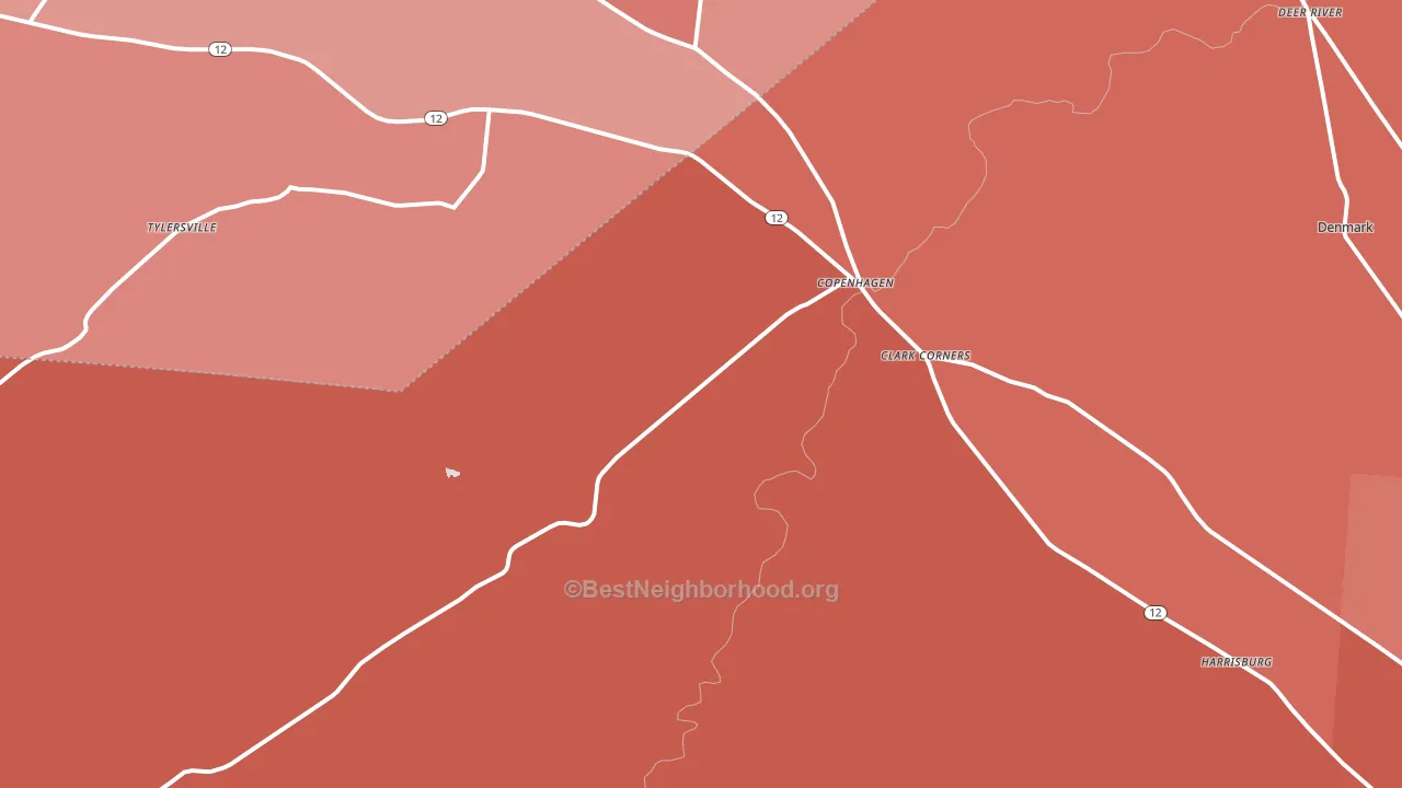 13626, NY block-group political-lean map