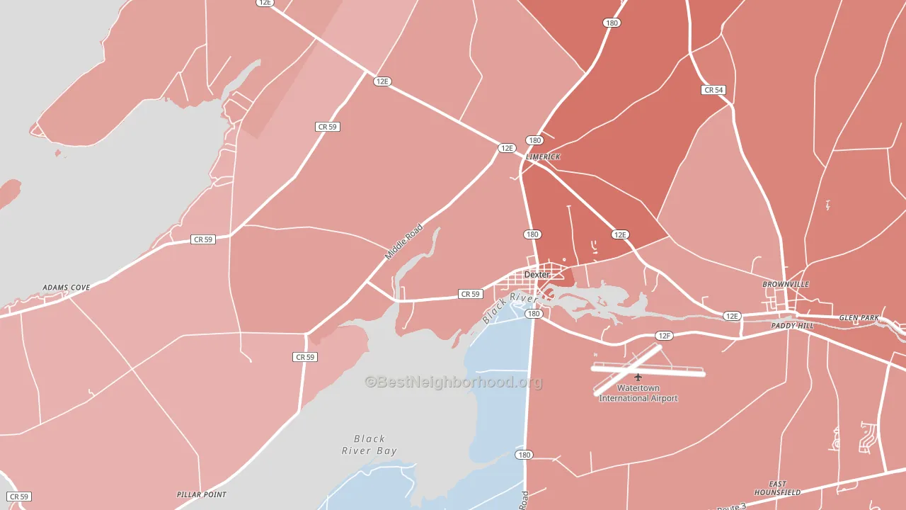 13634, NY block-group political-lean map