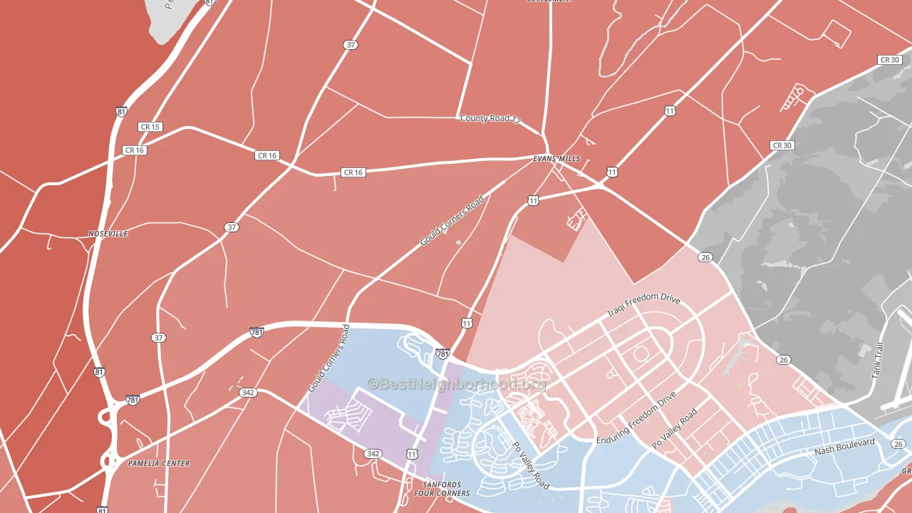 13637, NY block-group political-lean map