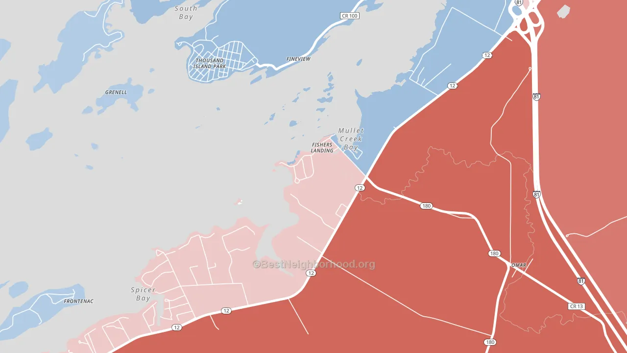 13641, NY block-group political-lean map