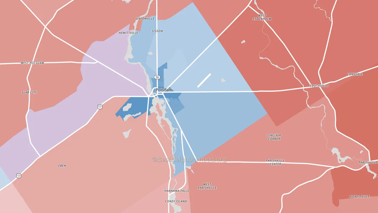 13676, NY block-group political-lean map
