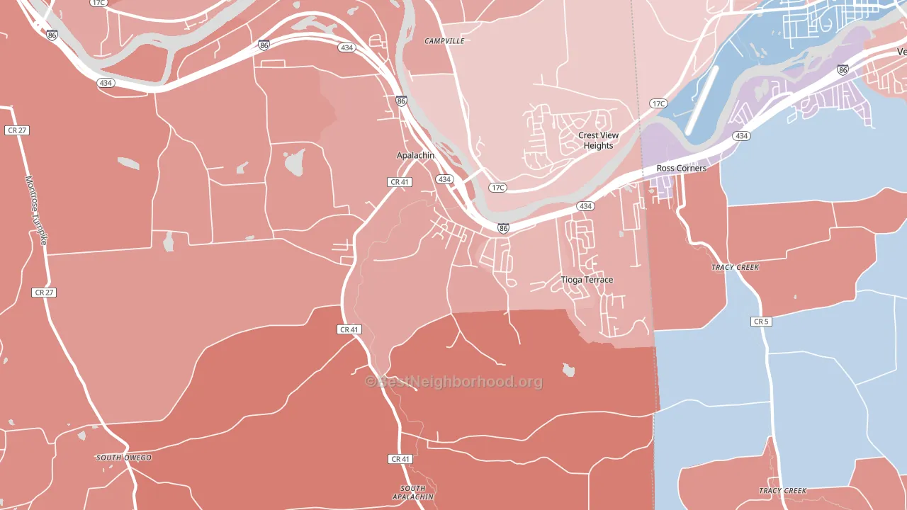 13732, NY block-group political-lean map