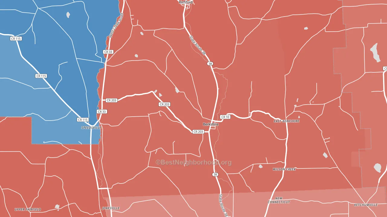 13736, NY block-group political-lean map