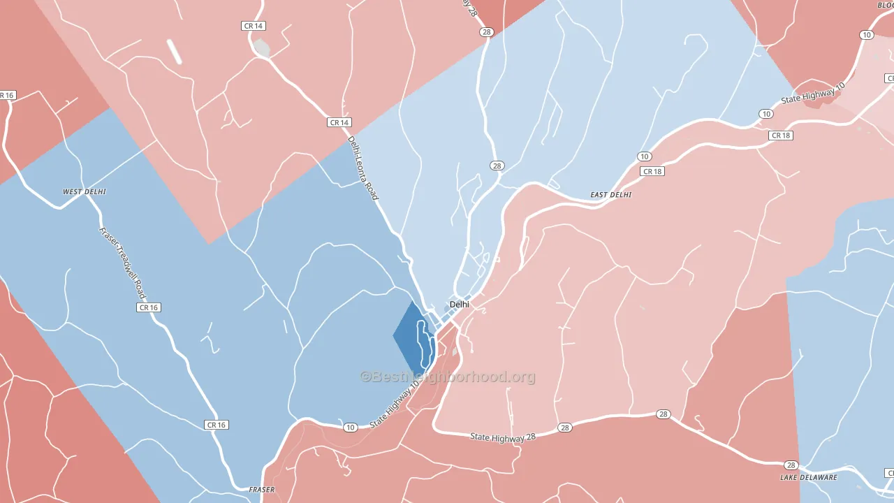 13753, NY block-group political-lean map