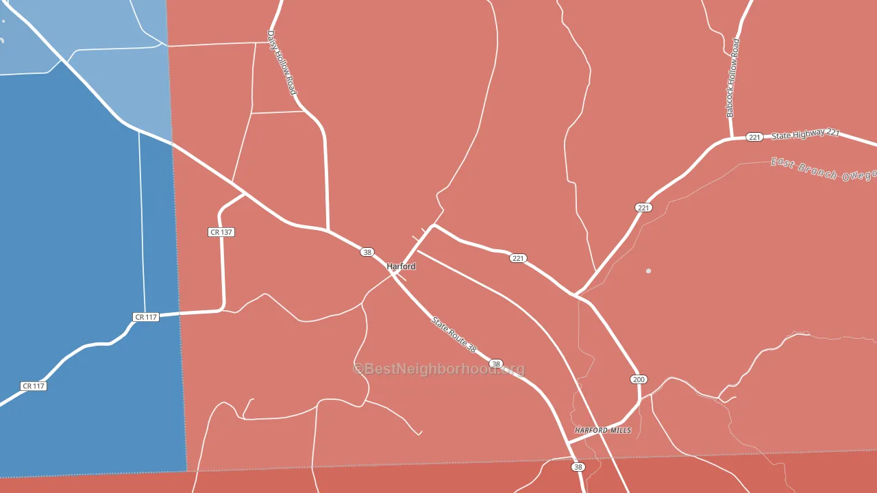 13784, NY block-group political-lean map
