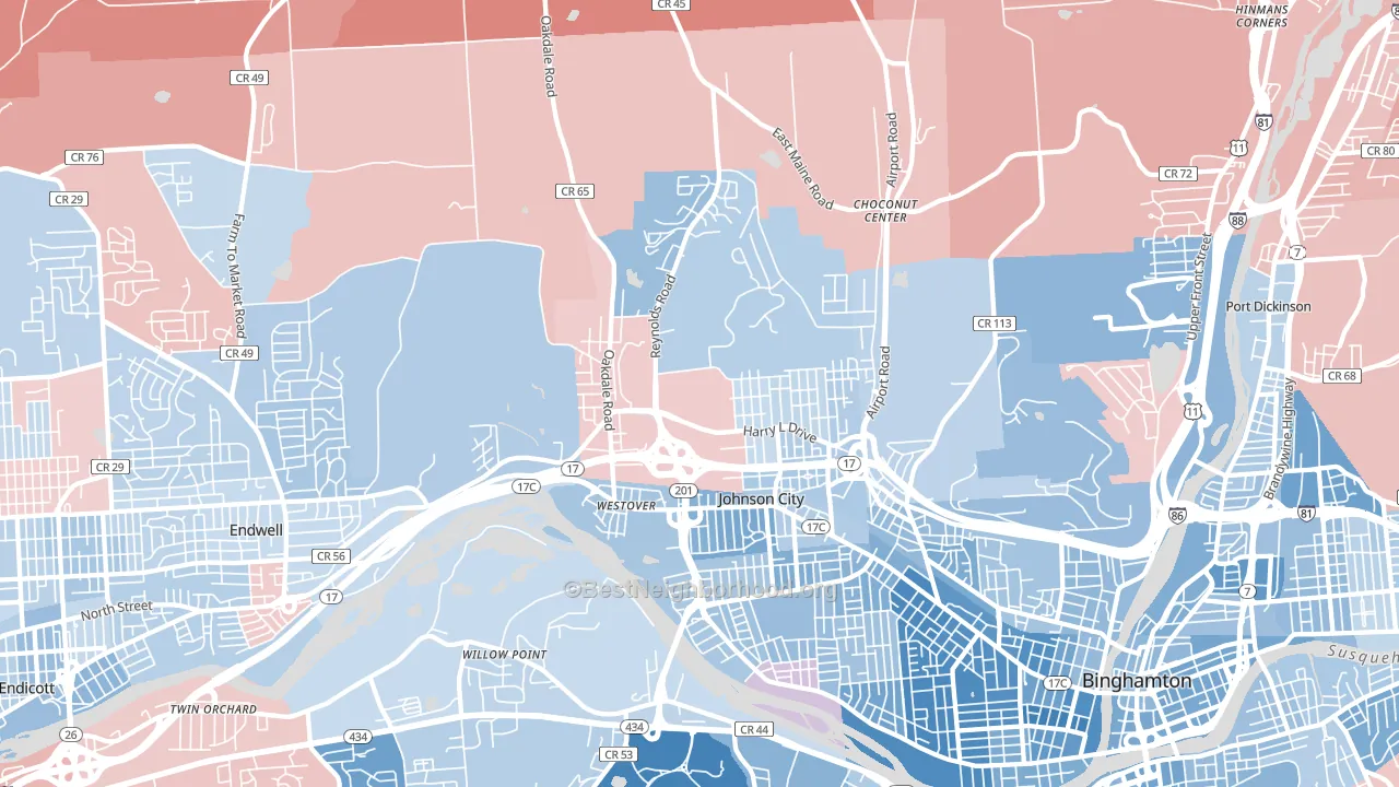13790, NY block-group political-lean map