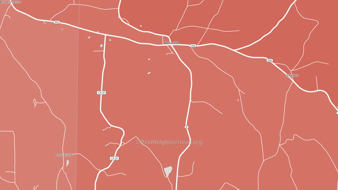 13804, NY block-group political-lean map