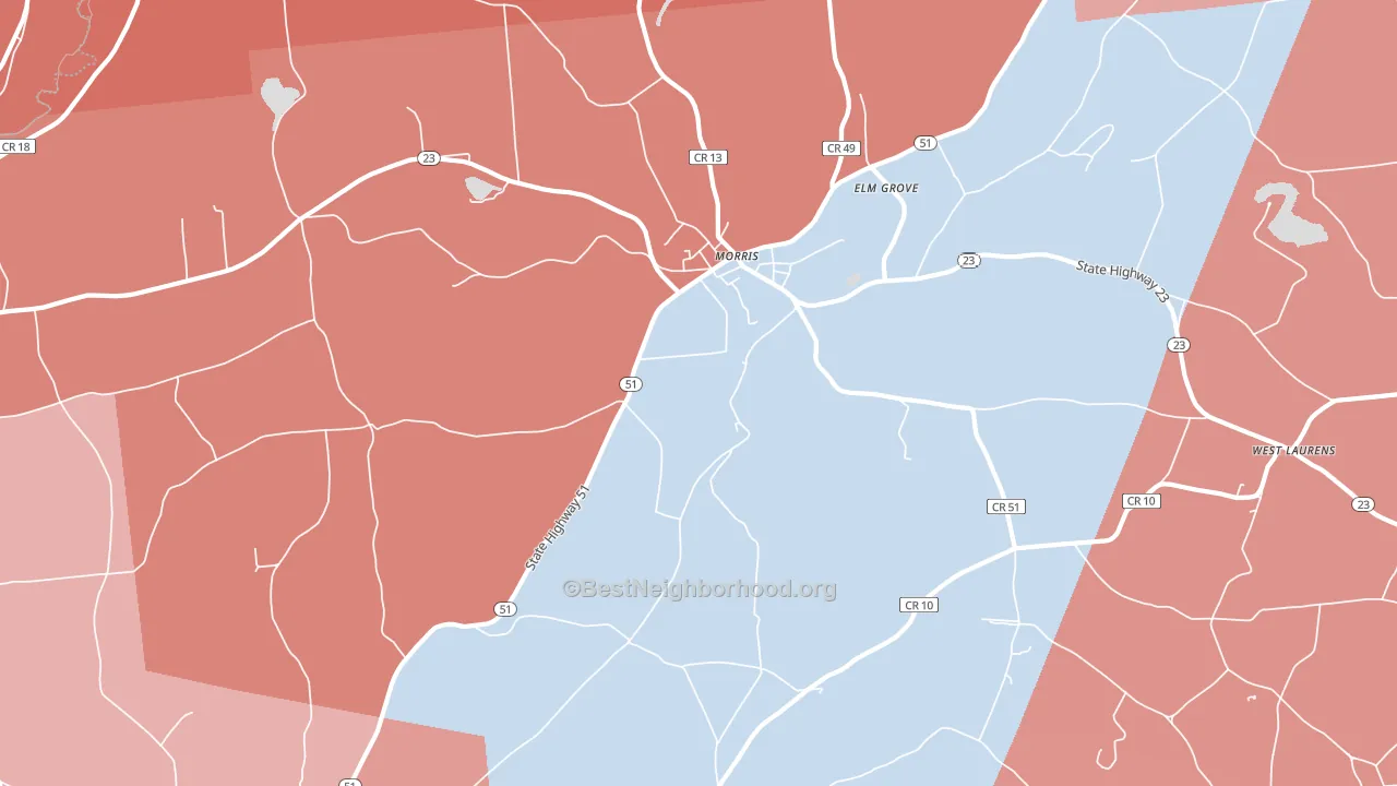 13808, NY block-group political-lean map
