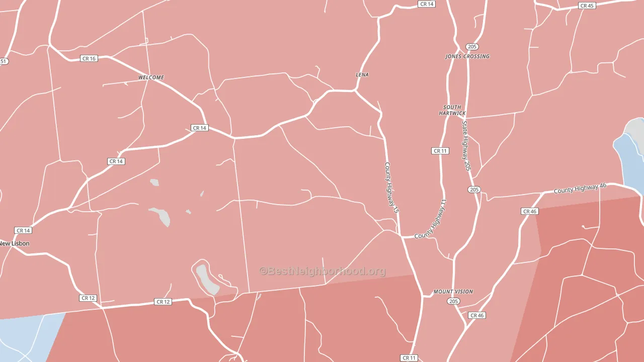 13810, NY block-group political-lean map