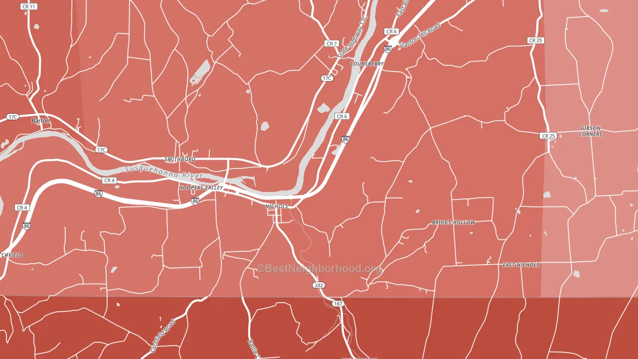 13812, NY block-group political-lean map