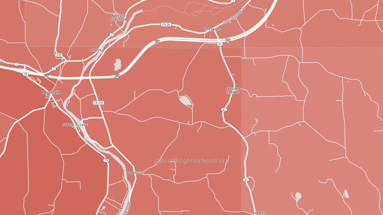 13813, NY block-group political-lean map