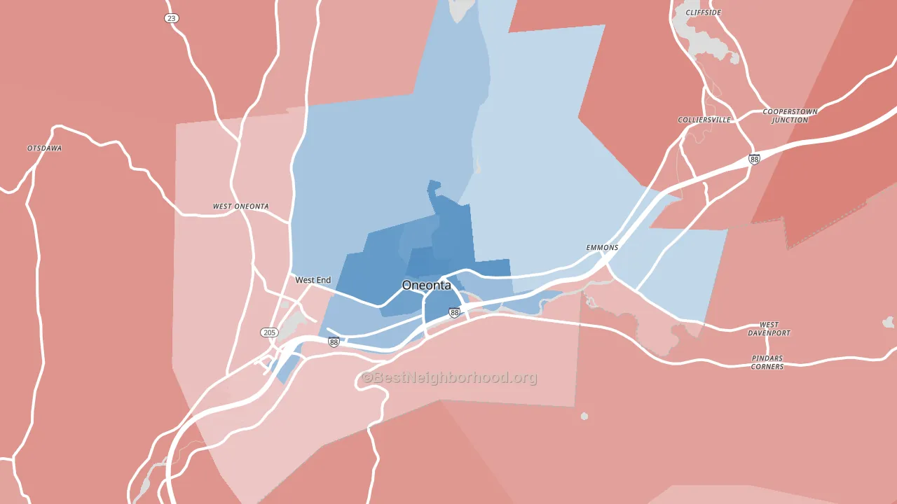 13820, NY block-group political-lean map
